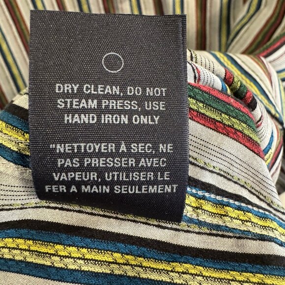 Robert Graham Stripe Button Up Shirt M Colorful Flip Cuff Paisley Silk Trim - Picture 6 of 10